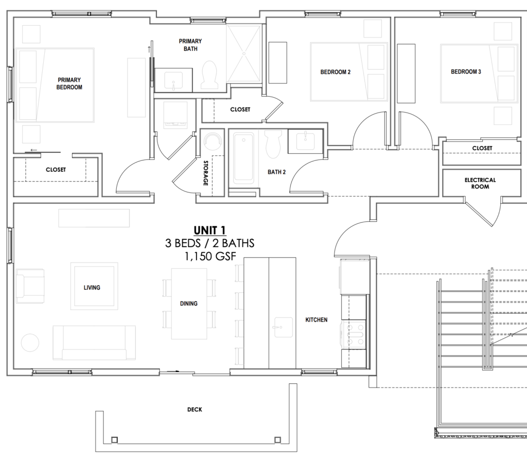 3 Bedroom, Two Bath Floorplan